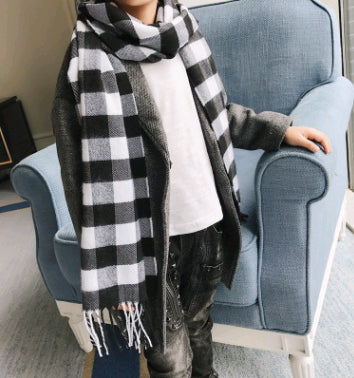 Boy, girl, scarf, bib, baby, cashmere, plaid scarf